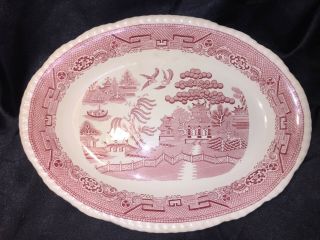 Large Antique 19th Century Warranted Staffordshire W.  Adams & Sons Pink Platter
