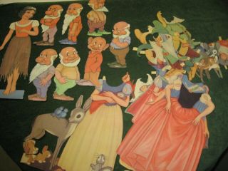 Vintage 1938 Walt Disney Snow White & Seven Dwarfs Cut Out Dolls & Paper Clothes