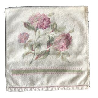 Laura Ashley Pink Hydrangea Hand Towel Beige Pink Green Vintage Rare