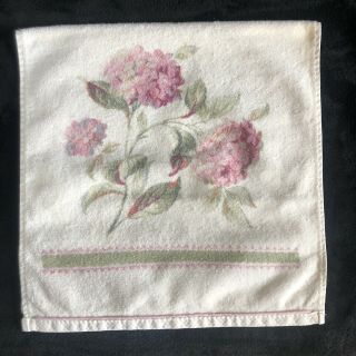 Laura Ashley Pink Hydrangea Hand Towel Beige Pink Green Vintage Rare 2
