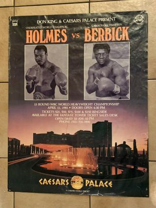 1981 Larry Holmes Vs.  Trevor Berbick Rare Vintage Boxing Poster