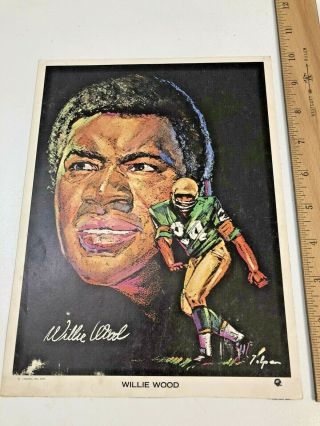 Vintage Rare 8x10 1970 Clark Oil Volpe Card Green Bay Packers Willie Wood