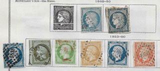 8 France Stamps From Quality Old Antique Album 1849 - 1860