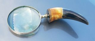 Vintage/Antique Magnifier Glass with Hand Held Horn Handle 3