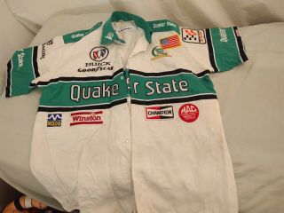 Vintage Nascar Quaker State Racing Pit Crew Shirt Race Rare Large (2)