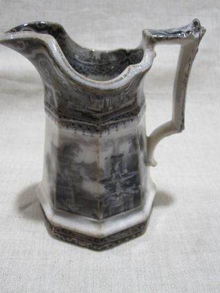 Antique Pitcher by W.  Adams & Sons Ironstone Athens 56978 Black Transferware 2