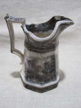 Antique Pitcher by W.  Adams & Sons Ironstone Athens 56978 Black Transferware 3