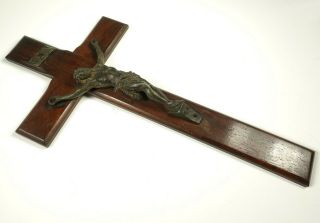 Antique Wall Crucifix,  Wood Cross,  France,  13 3/4 " French