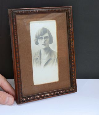 Elegant Antique Wooden Picture Frame With Photograph Of Unknown Lady