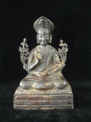 Rare Old Chinese Tibetan Gilt Bronze " Dagpo Lhaje " Buddha Statue