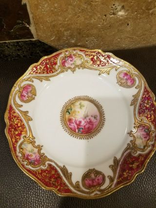 Antique Noritake Porcelain Dish Hand Painted Roses Heavy Gold Gilt 1906