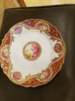 Antique Noritake Porcelain Dish Hand Painted Roses Heavy Gold Gilt 1906 3
