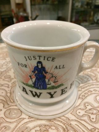 Vintage Antique Ceramic Occupational Shaving Coffee t Mug Lawyer Justice For All 2