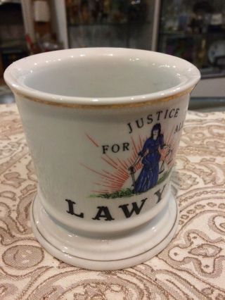 Vintage Antique Ceramic Occupational Shaving Coffee t Mug Lawyer Justice For All 3