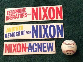 3 Vintage 1972 President Richard Nixon Bumper Stickers Rare Hard To Find