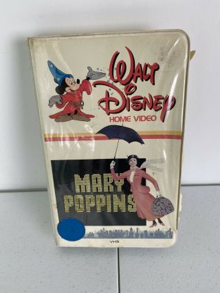 Disney Vhs Mary Poppins Rare Htf Oop 1981 White Clamshell