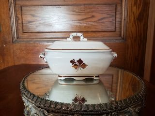 Antique Royal Ironstone China Tea Leaf Alfred Meakin Sauce Tureen
