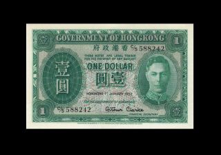 1.  1.  1952 Government Of Hong Kong Kgvi $1 Rare ( (aunc/unc))