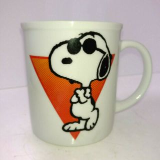 True Vintage Peanuts Snoopy Joe Cool Ceramic Coffee Cup Mug Rare Euc