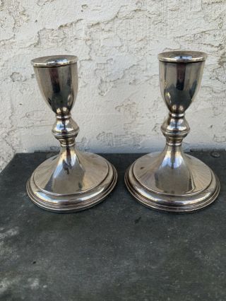 1 Pair Preisner Sterling Silver Weighted 819 Candle Sticks,  (candle Holders)