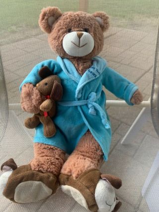Bounce Back Jack Plush Stuffed Bear Brown Blue Robe Get Well Soon 16 " Rare
