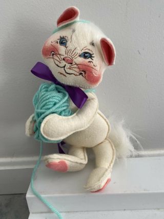 Rare Annalee 9 " Cat Doll Playing With Tangled Yarn From 1999 - Euc