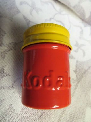 Vintage Kodak Metal 35mm Film Canister Container Rare Orange And Yellow -