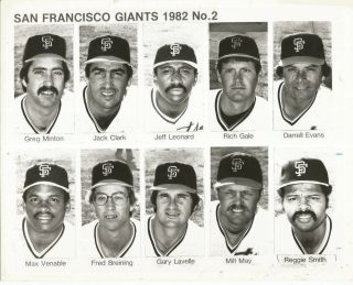 1982 San Francisco Giants Rare 8x10 Team Photo - Jack Clark - Reggie Smith