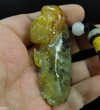 Natural Hand - Carved Chinese Jade Sculpture Hand Player 44g Bodhi Dharma Buddha