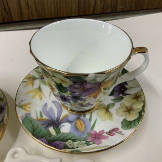 Exclusive Duchess Fine Bone China Tea Cup W/ Saucer And Gold trim Set Of 2 3
