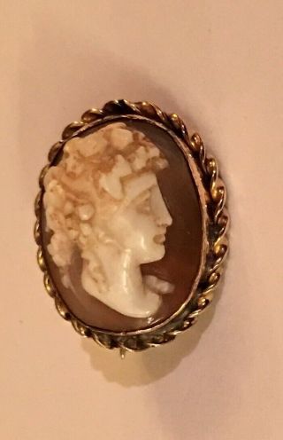 Antique Gold Filled Carved Shell Very High Relief Miniature 3/4” Cameo Pin