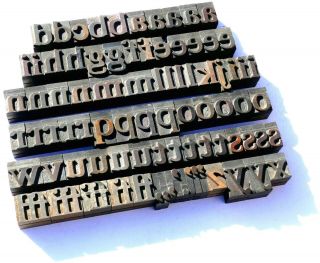 Letterpress Wood 1 " Lowercase Alphabet 83pcs Rare Lowercase Typeface