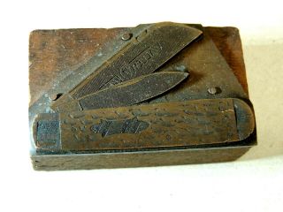 Valley Forge Cutlery Co Pocket Knife Antique Printer Block Letterpress Printing