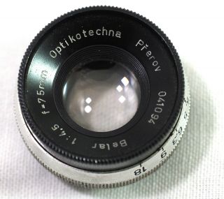 Rare Vintage Optikotechna Prerov (pre - Meopta) Belar 75mm F/4.  5 Enlarger Lens