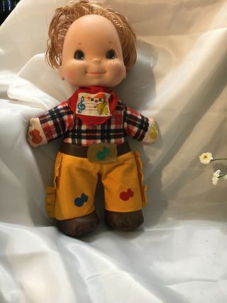 1974 Mattel Cowboy Doll Bucky Musical Note Squeeze Toy 13” Notes Vintage