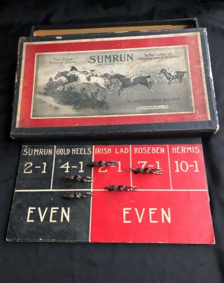 Rare Antique Sumrun Horse Racing Game Pastime Novelty Co.  Usa
