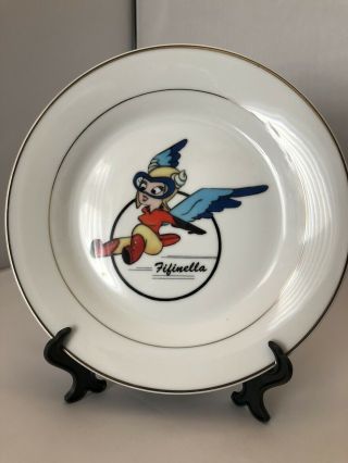 Rare Disney Fifinella Gremlin Wwii Wasp Airforce Pilots 8 " Porcelain Plate W/box
