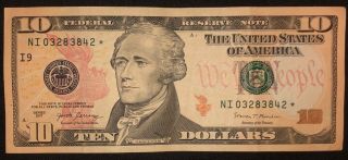 Rare Ten Dollar Bill Star Note 2017 - $10 United States Federal Reserve Note
