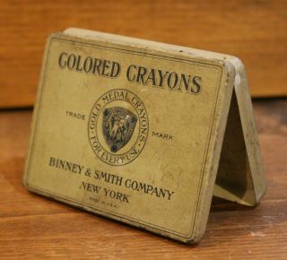 Binney & Smith Vintage Colored Crayons Tin Rare Old Collectible York Crayola