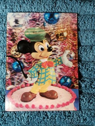 Disneyland Rare 3d Mickey Mouse Over - Sized Hard Stock Vintage Post Card
