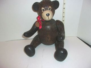 15 " Vintage Hand Wood Teddy Bear Jointed Arms & Legs,  Head Turns Poseable