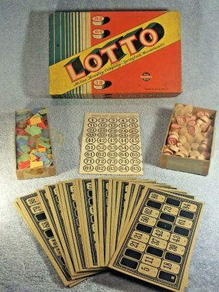 Rare 1937 Vintage Lotto Set No 4080 Milton Bradley In