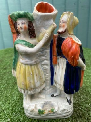 Mid 19thc Staffordshire Rebecca & Eliezer Figures At Well,  Spill C1860s