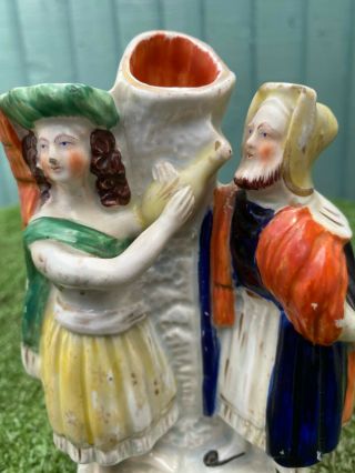 MID 19thC STAFFORDSHIRE REBECCA & ELIEZER FIGURES AT WELL,  SPILL c1860s 2