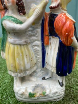 MID 19thC STAFFORDSHIRE REBECCA & ELIEZER FIGURES AT WELL,  SPILL c1860s 3