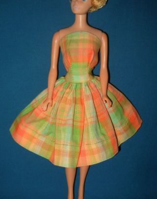 Vintage Barbie Clone Premier 78 Plaid Strapless Dress