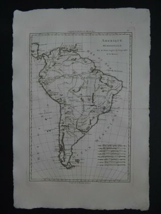 1787 Bonne Desmarest Atlas Map South America - Amerique Meridionale