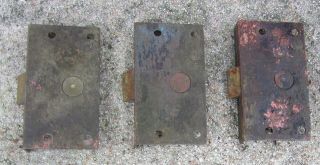 3 Ea Antique Small 1 - 1/2 " X2 - 3/4 " Solid Brass Mortise Like Door Latches,
