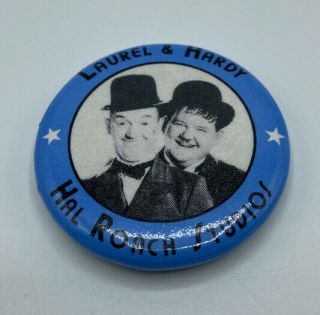 Laurel & Hardy Hal Roach Studios Pin Rare Blue Comedy Button Pinnacle