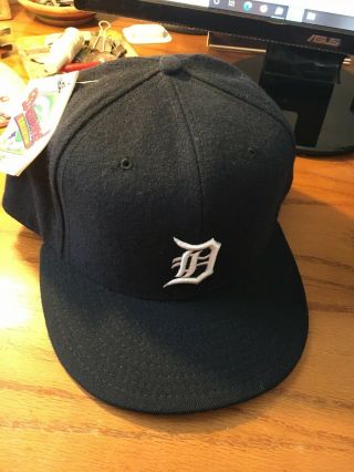 Tags Detroit Tigers Authentic Era Blue Cap Hat Rare Sz 7 5/8 White " D "